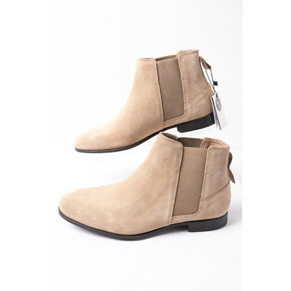 Zara Mens Beige Split Leather Ankle Boots Sz 6 main image 5